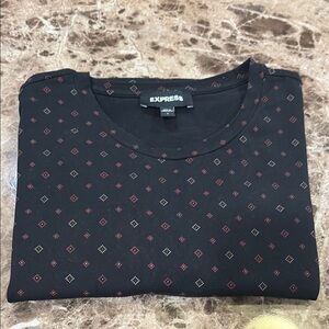 Express Black Short Sleeve Tee with Subtle Pattern